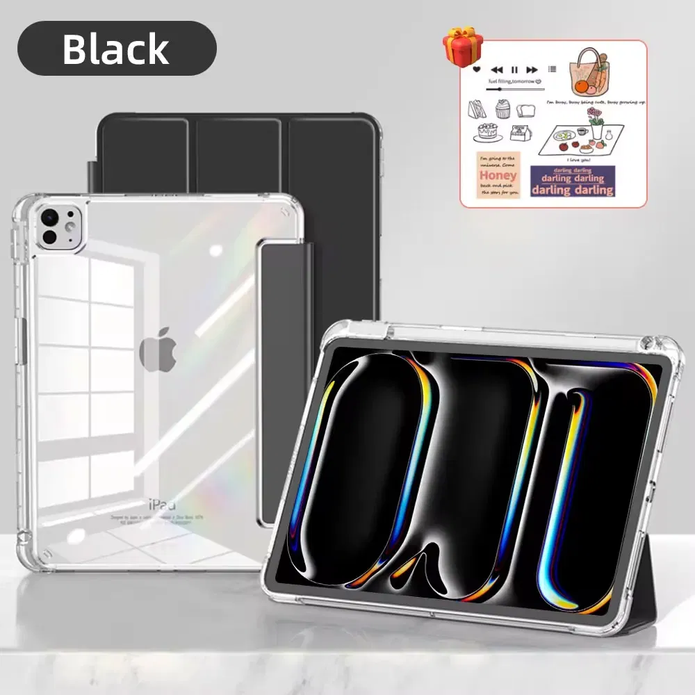 Color: black, Size: iPad pro 12.9 - For iPad Air 5 Case 2024 Air 6 11 iPad Pro 11 12.9 13 10 Gen 10.2 9th 8th 7th 9.7 6th 5th Mini 7 6 Smart case with pen Holder