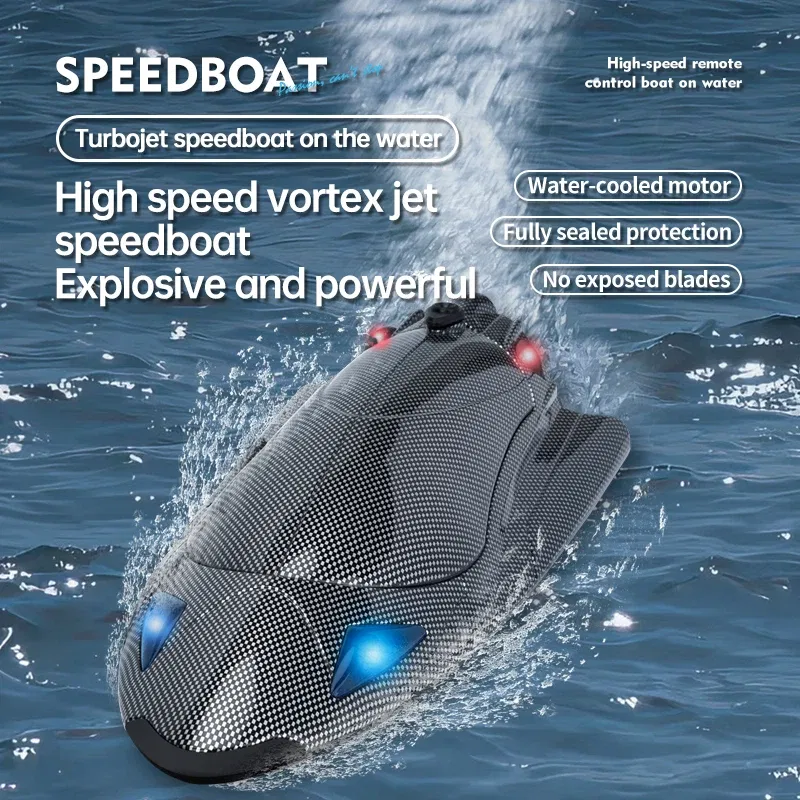 Color: black - Fy011 New 2.4g Adult Children Electric Speedboat Racing Water Toy Boat High-speed Turbojet Remote Control Boat Christmas Gift
