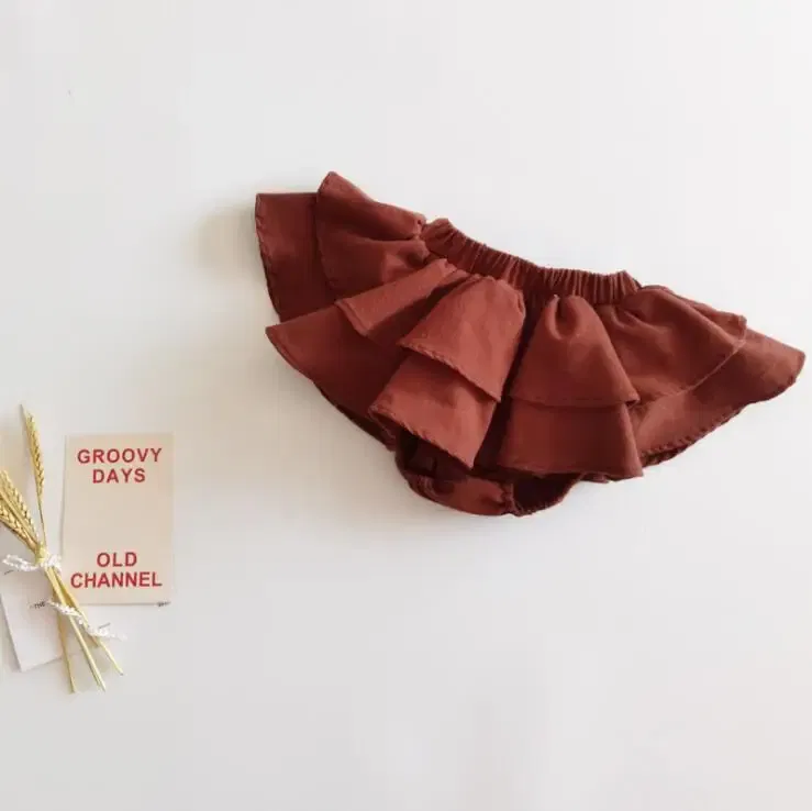Color: Orange, Kid Size: 24M - Double Layers Ruffles Lace Baby Skirt Pants Summer Cotton Linen Kids Pettiskirt Toddler Dancing Wedding Clothing Tutu Skirt