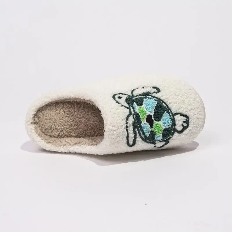 Color: Straw, Shoe Size: 3.5 - Casual Fluffy Slippers Women House Flat Cute Cartoon Designer Platform Winter Shoes Girls Home Fashion Popular Footwear Big Size