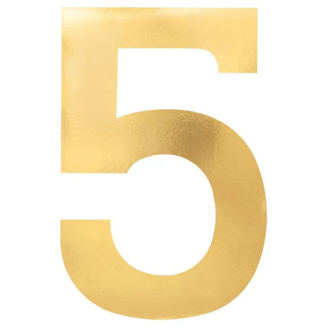 Small Foil Board Gold Cutouts Number 5 (Pack of 6)