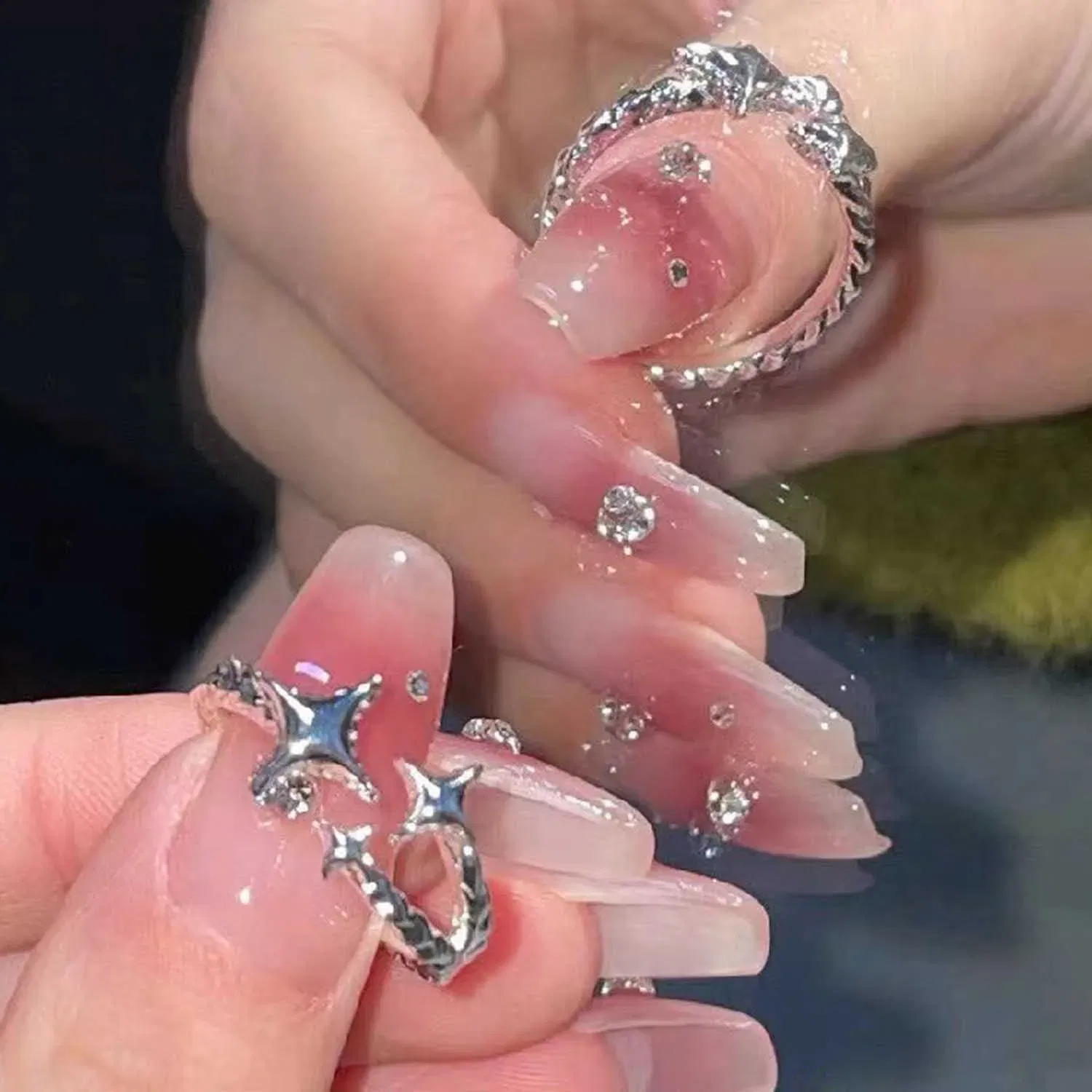 Main Stone Color: Silver - 2025 New Korean Silver Color Four Pointed Star Rings For Women Simple Y2k Cross Star Opening Adjustable Finger Ring Jewelry Gift