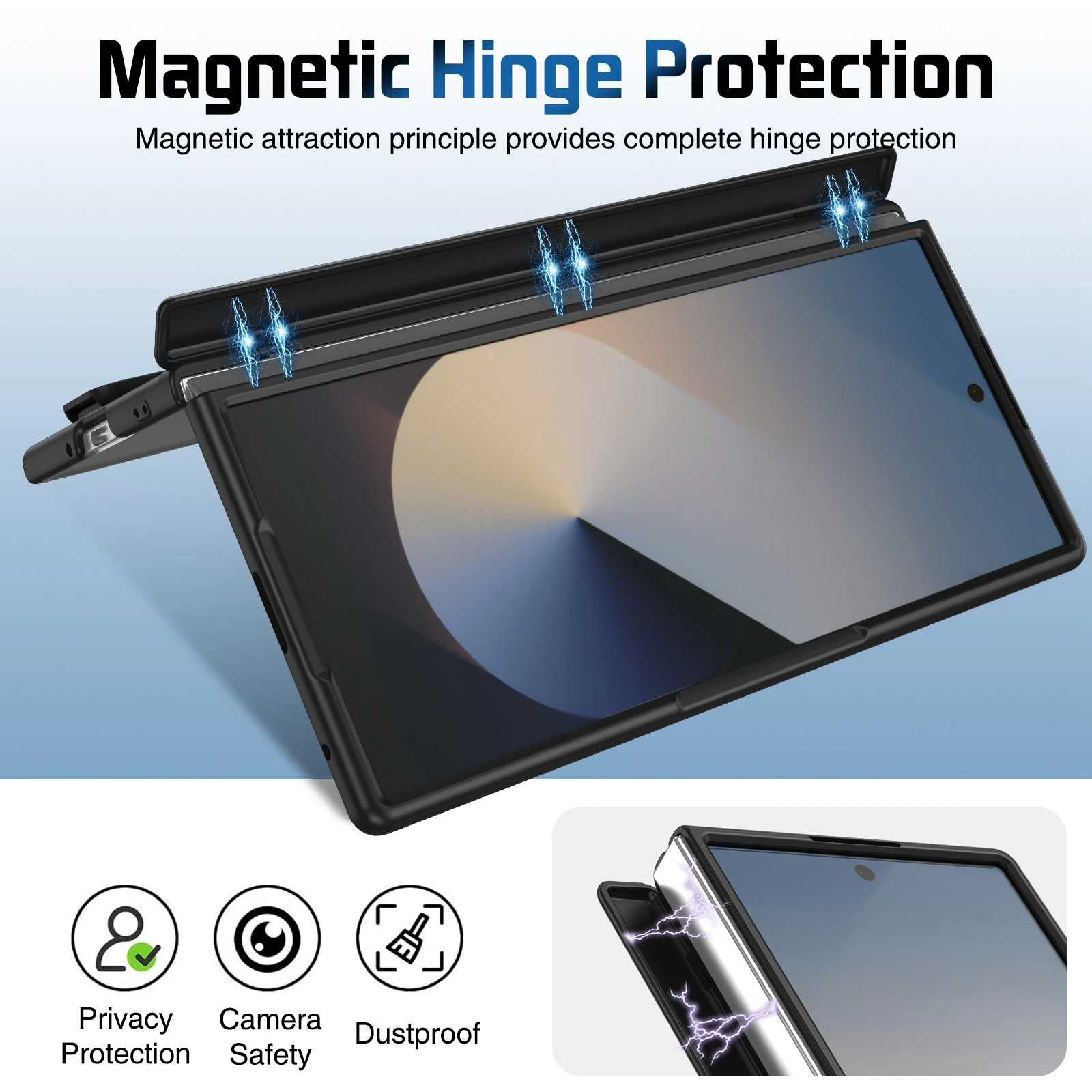 Color: black, Material: CANVAS - For Samsung Galaxy Z Fold 7 6 5 4 3 Wristband Hinge Lens Holder Phone Case Outer Screen Glass Film Protection Shockproof Cover