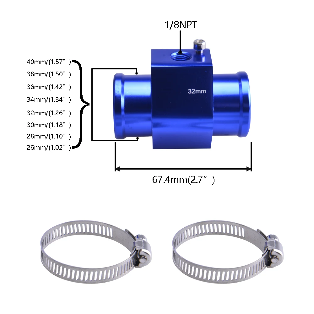 Color: Silver - 52MM 12v Racing Car Ultra-thin Water Temperature Gauge And Water Temp Joint Pipe Sensor Adapter 1/8NPT