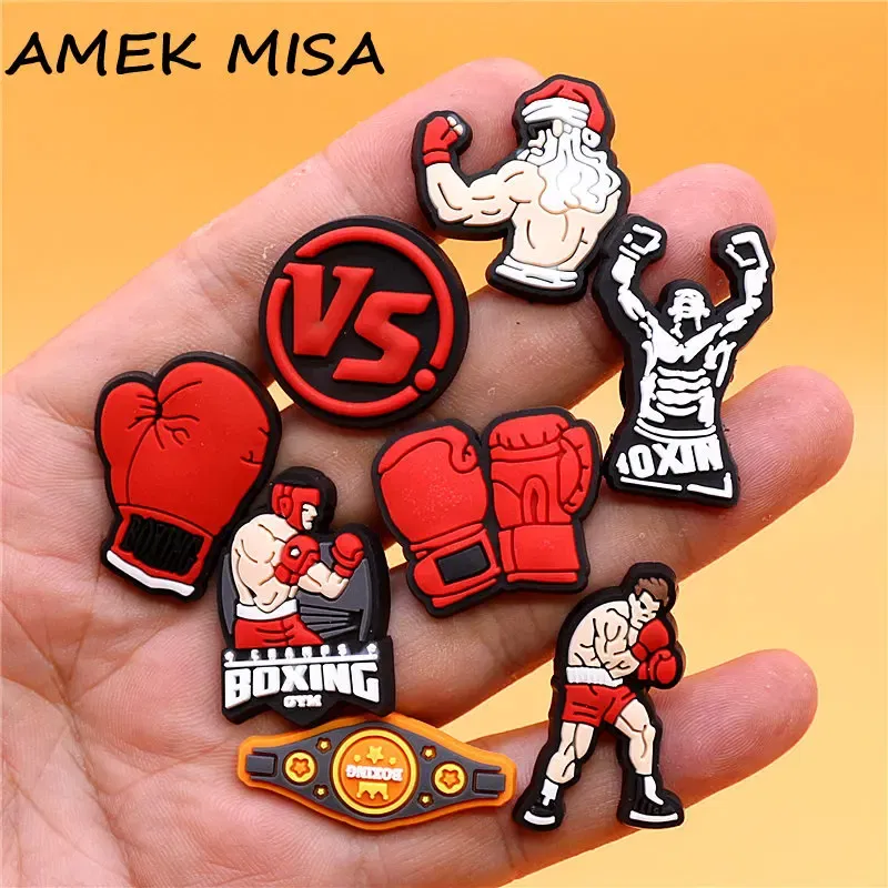 Color: Beige, Ships From: CHINA - 1Pcs Boxing Champion Style Sandals Shoe Charms Accessories PVC MMA VS One Clogs Pins Badges Shoe Clips Buckle Fit Kids