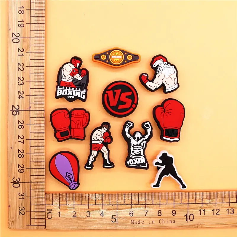 Color: Beige, Ships From: CHINA - 1Pcs Boxing Champion Style Sandals Shoe Charms Accessories PVC MMA VS One Clogs Pins Badges Shoe Clips Buckle Fit Kids