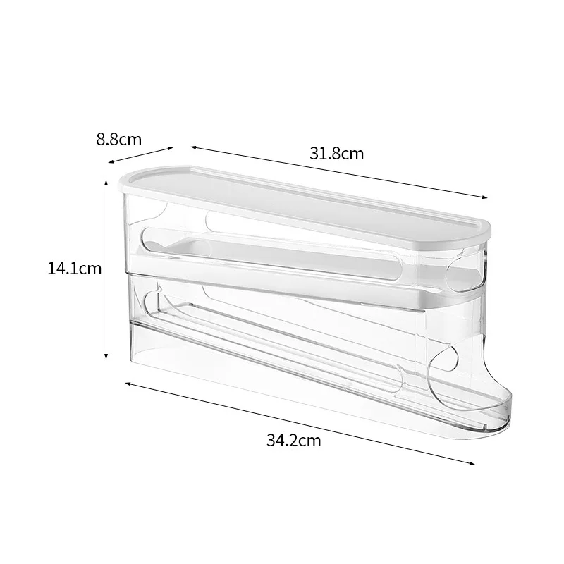 Color: Blue - Bilayer Fridge Egg Storage Box Automatic Rolling Eggs Holder Rack Ladder Style Refrigerator Eggs Dispenser Egg Organizers Holder