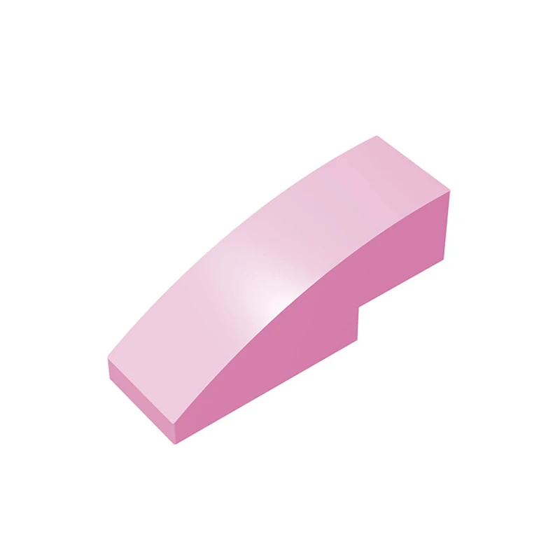 Color: Trans-dark Pink - Gobricks 10PCS Assembles 50950 3x1 curved oblique brick Building Blocks Bricks Bulk Model City Classic Toy Boys Girls Kids Gift