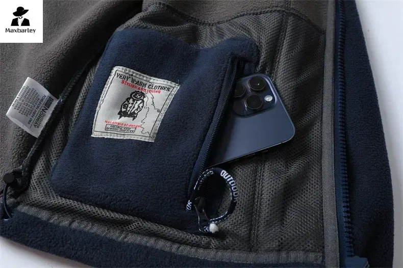 Color: GRAY, Size: XXXL - Winter Wool Jacket Men's High-end Embroidered Thickened Fleece Windproof Jacket Outdoor Snow Cold-proof Men's Warm Hooded Coat