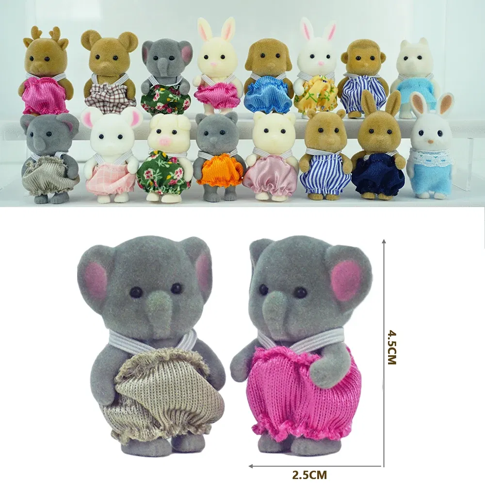 Color: Multicolor - Simulation Forest Reindeer Family Doll Dollhouse Figures Furniture Set DIY Playset Play House Girls Toys Accessories Xmas Gifts