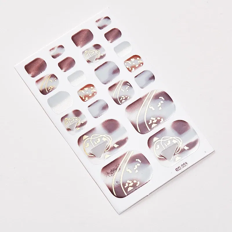 Color: wine red - 22 Tips/Sheet Fashion Nails Sticker Designer Nail Accesoires Nail Adhesive Nail Wraps DIY Valentines Loveliness Designed Shiny