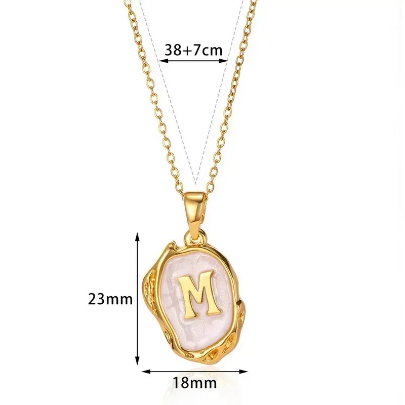 Metal Color: Pure Gold Color, Length: 40cm - Y2K Stainless Steels Drip Oil 26 Letter Necklaces for Women Men Alphabet A-Z Initials Pendant Necklace Aesthetic Jewelry Gift