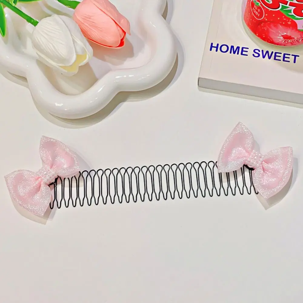Color: Blue - Invisible Broken Hairpin Women Bow Heart Hair Clip Kids Tiara Tools Curve Needle Bangs Fixed Insert Comb Styling Accessories