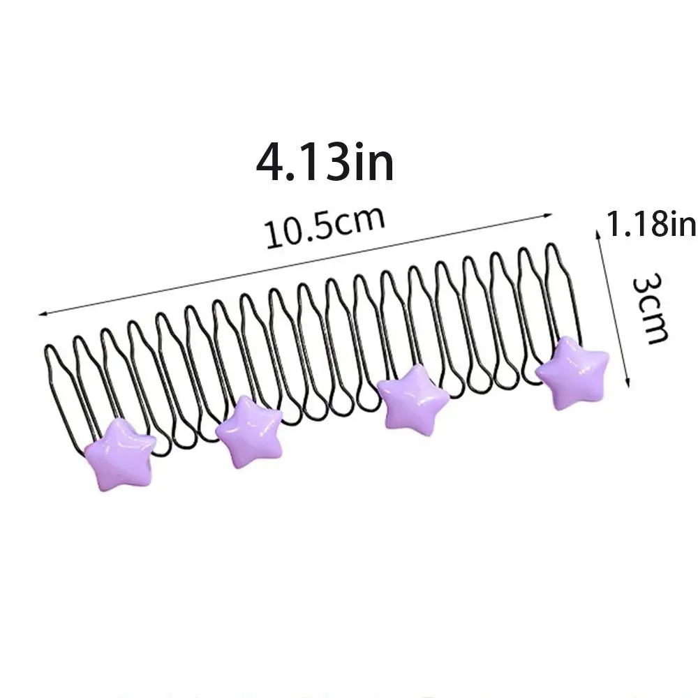 Color: Blue - Invisible Broken Hairpin Women Bow Heart Hair Clip Kids Tiara Tools Curve Needle Bangs Fixed Insert Comb Styling Accessories
