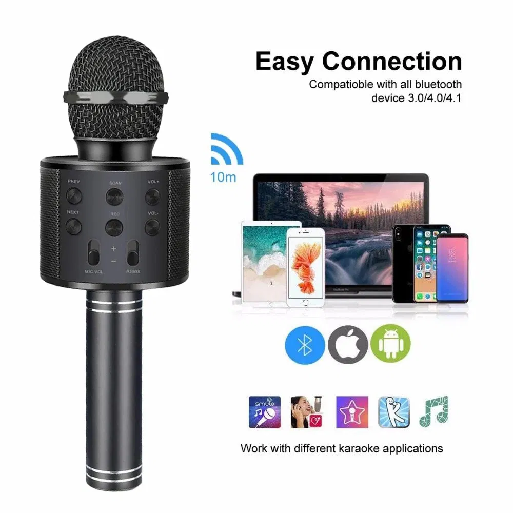 Color: GRAY, Ships From: CHINA - Cute Kids Microphone Wireless Bluetooth Karaoke Microphone for Adults, Toys for Boys Girls Gift for Birthday Party