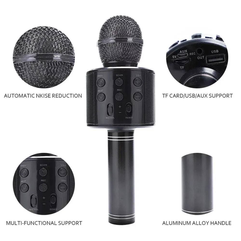 Color: GRAY, Ships From: CHINA - Cute Kids Microphone Wireless Bluetooth Karaoke Microphone for Adults, Toys for Boys Girls Gift for Birthday Party