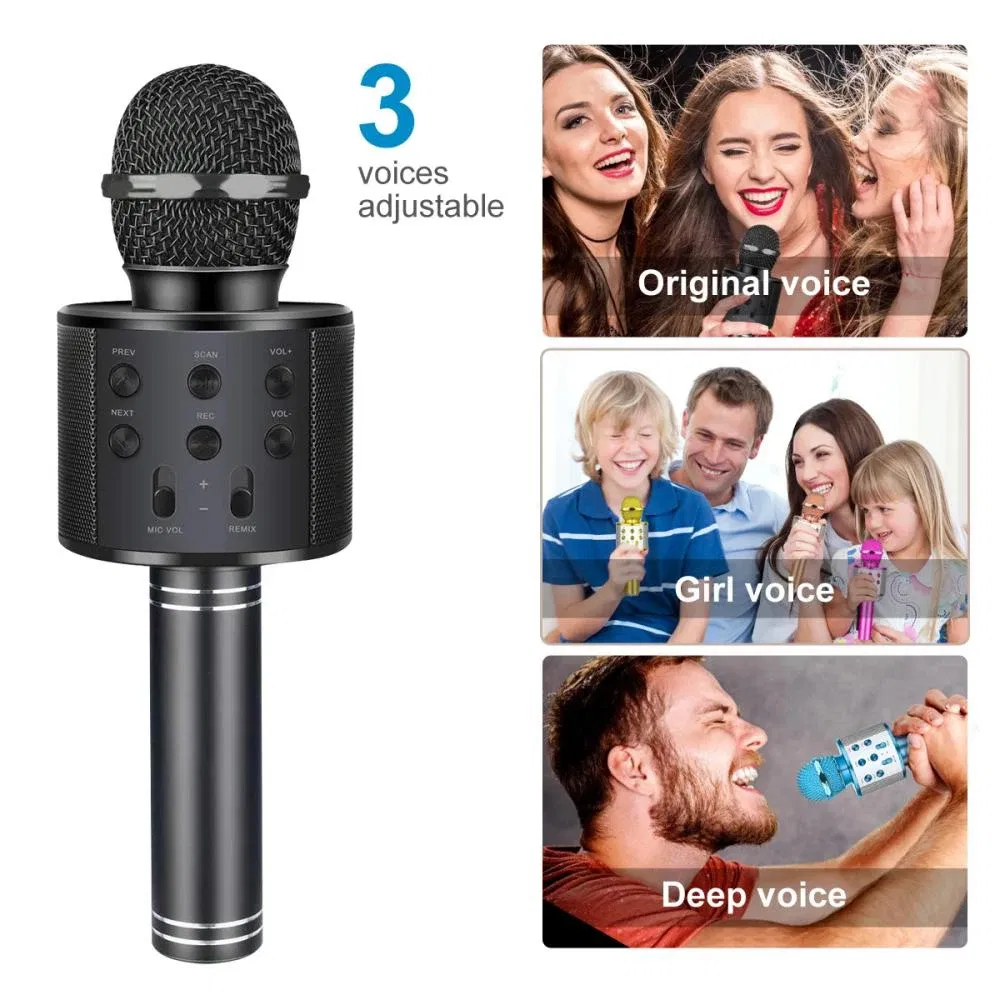 Color: GRAY, Ships From: CHINA - Cute Kids Microphone Wireless Bluetooth Karaoke Microphone for Adults, Toys for Boys Girls Gift for Birthday Party