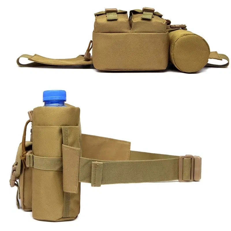 Color: Beige - 2024 New Waist Pack Tactical Nylon Hiking Water Bottle Phone Bag Outdoor Sports Hunting Climbing Camp Belt Bag