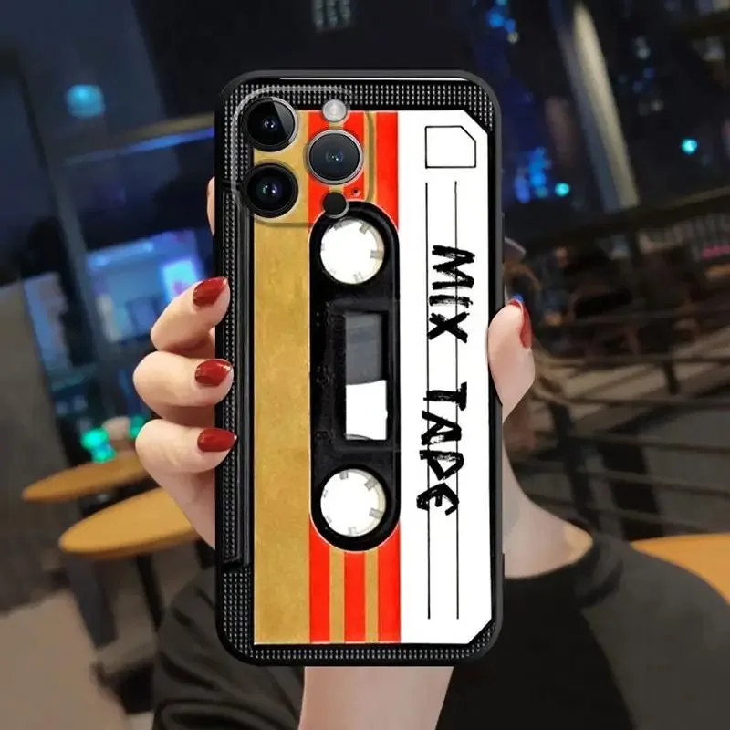 Color: Brown, Material: Carbon Fiber - Phone Case For Apple iPhone 11 12 13 14 15 16 Pro 7 XR X XS Max 8 Plus SE 2022 Phone Cover Shell Magnetic Radio Tape Cassette