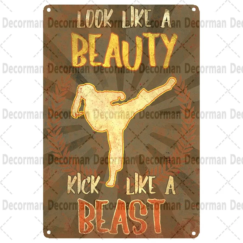 Color: Burgundy - [ Mike86 ] Muay Thai Tin Sign Wall Home Boxing Thailand Metal Poster art Painting Pub LTA-3188 20*30 CM