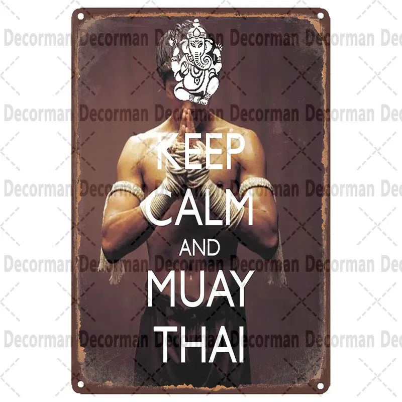 Color: Burgundy - [ Mike86 ] Muay Thai Tin Sign Wall Home Boxing Thailand Metal Poster art Painting Pub LTA-3188 20*30 CM