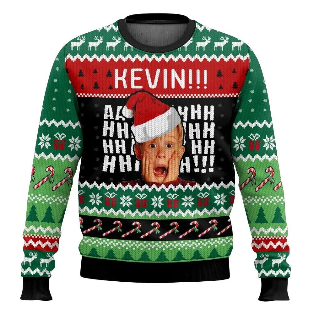 Color: Orange, Size: XXXL, Ships From: CHINA - Merry Christmas alone at home Ugly Christmas sweater cartoon animation Men's pullover 2026 fashionable couple shirts Sweatshirt
