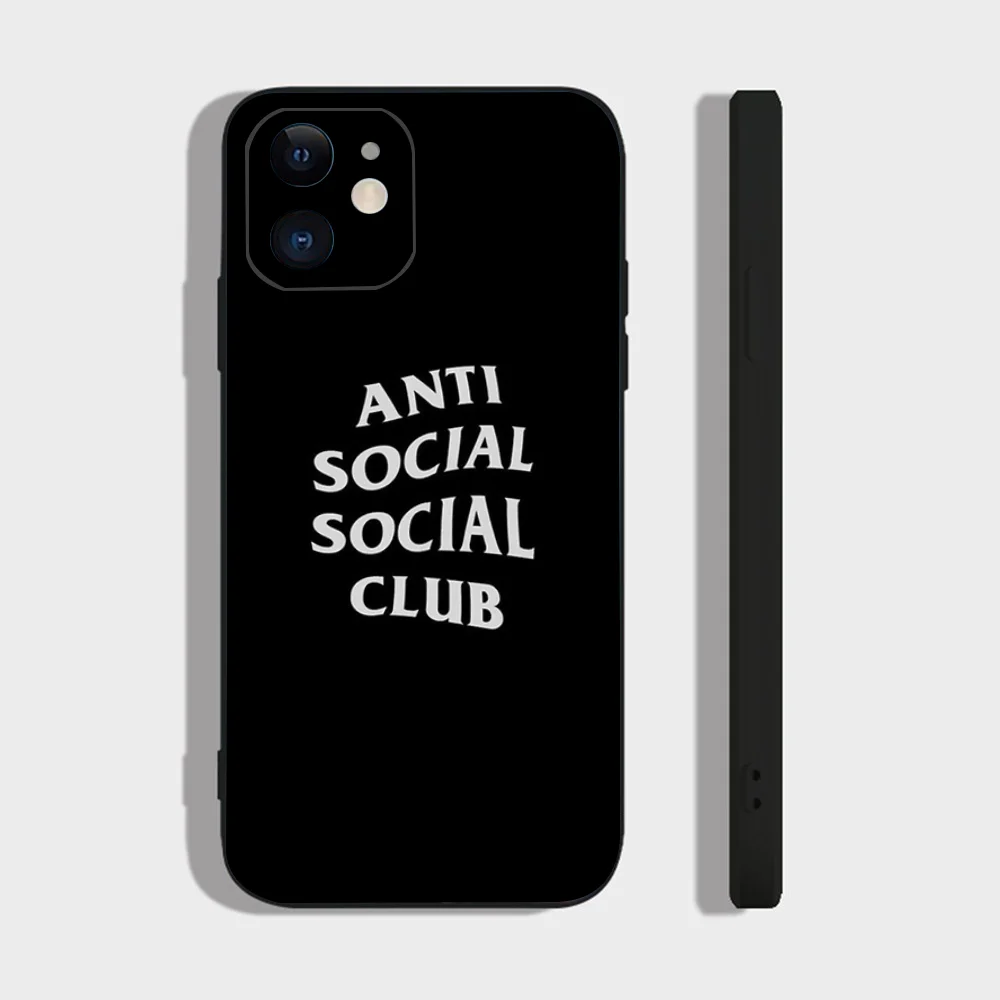 Color: Beige, Material: Plastic - Anti Social Social Club Phone Case For IPhone 16 15 14 13 Pro Max 11 12 Mini X Xs XR Se 2022 Black Silicone Cover