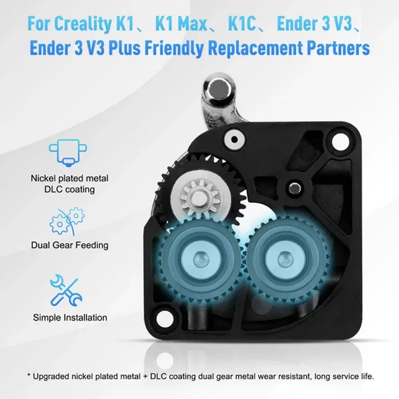 Color: Blue - 2pcs/lot CR K1C K1 Gear All Metal Filament Drive Gear for Creality K1 Max Extruder Nickel Plated DLC Coating High Hardness Wear