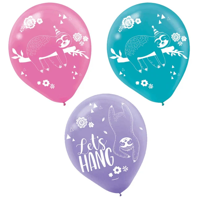 Latex Balloons - Sloth Assorted (30cm) (Pack of 6)
