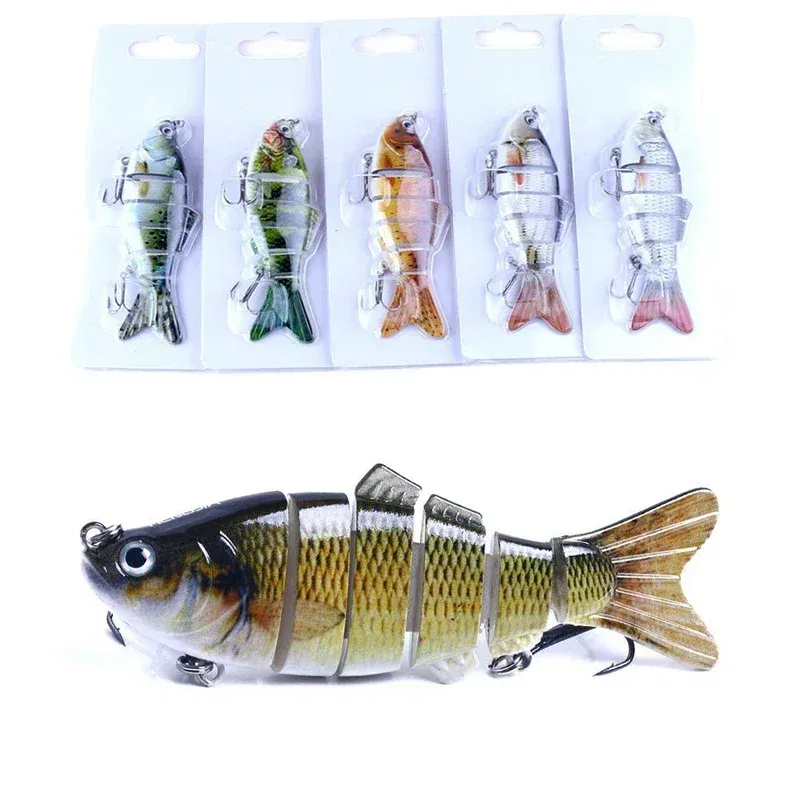 Color: Red, Size: 40mm - 6 Segment Multi Jointed Fishing Lure Sinking 10cm/17.5g Swimbait Artificial Wobblers Crankbait Hard Bait Pesca Tackle 5/3/1Pcs