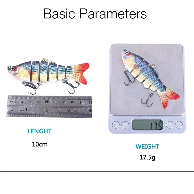 Color: Red, Size: 40mm - 6 Segment Multi Jointed Fishing Lure Sinking 10cm/17.5g Swimbait Artificial Wobblers Crankbait Hard Bait Pesca Tackle 5/3/1Pcs
