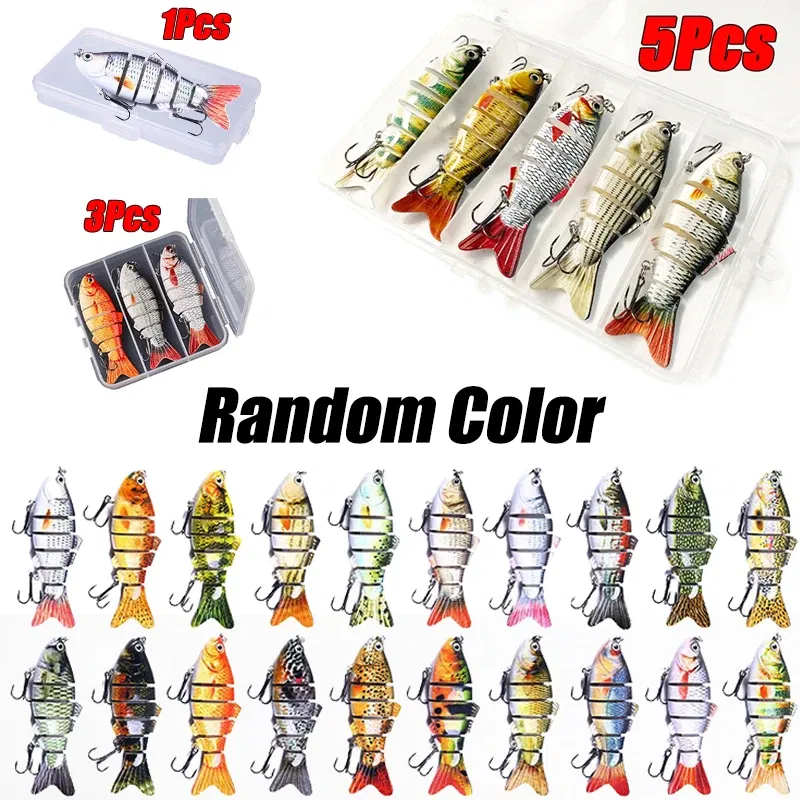 Color: Red, Size: 40mm - 6 Segment Multi Jointed Fishing Lure Sinking 10cm/17.5g Swimbait Artificial Wobblers Crankbait Hard Bait Pesca Tackle 5/3/1Pcs