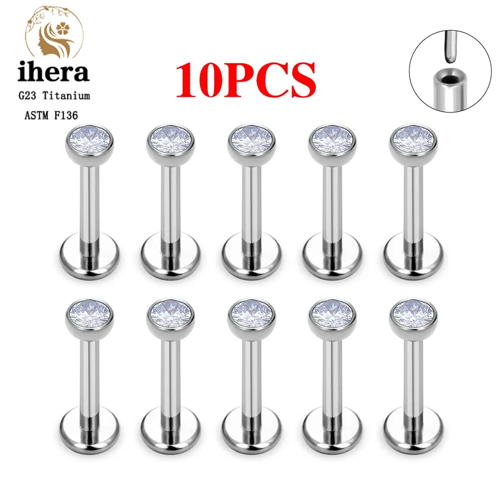 Metal color: Rhodium Plated, Ships From: CHINA, Main Stone Color: Red - 10PCS G23 Titanium Lip Ring Labret Piercing Stud Earring CZ 16/18/20G Push Pin Ear Tragus Cartilage Helix Conch Pierc? Jewelry