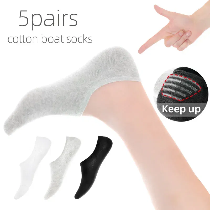 Color: black, Size: 7-9T - 5 pairs of boys girls children  soft invisible socks low  casual cotton leisure sailing anti-skid stealth non-display
