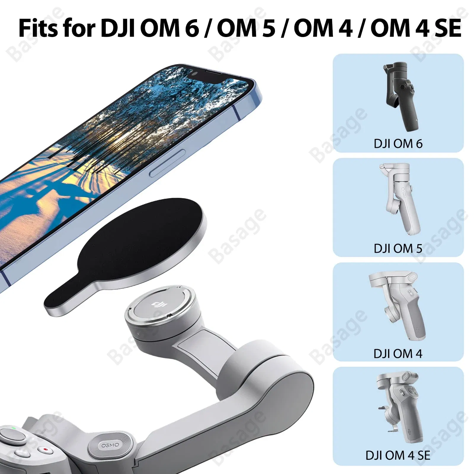 Color: black, Ships From: CHINA - Magnetic Adapter Mobile Phone Holder Handheld Stabilizer Quick Release Accessories for DJI Osmo OM6 OM5 OM4 Gimbal for Magsafe