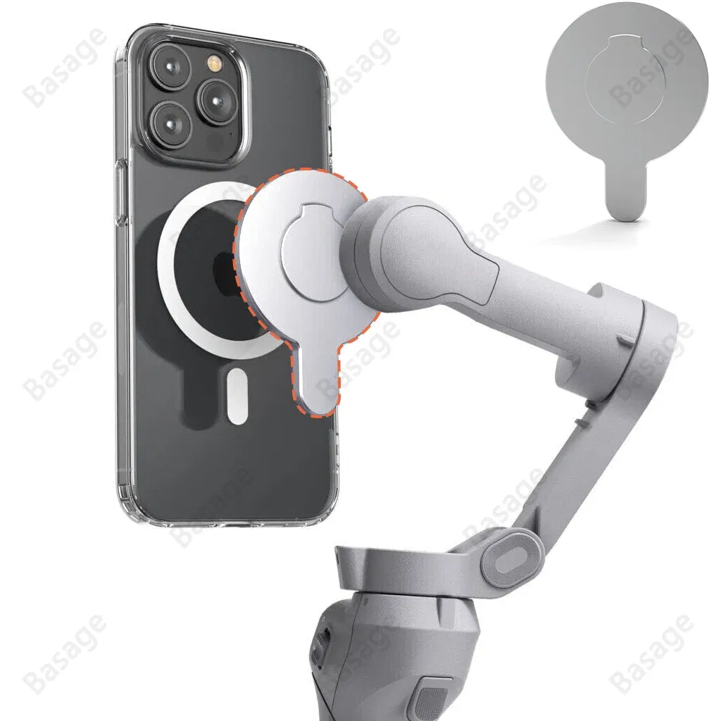 Color: black, Ships From: CHINA - Magnetic Adapter Mobile Phone Holder Handheld Stabilizer Quick Release Accessories for DJI Osmo OM6 OM5 OM4 Gimbal for Magsafe