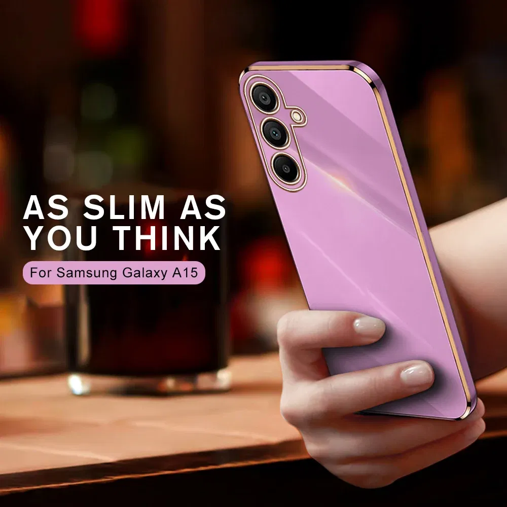 Material: Microfiber, Color: Beige - Luxury Electroplated Cover Case For Samsung Galaxy A15 Silicone Lens Protection Fundas A05s A05 4G A25 A35 A55 5G A 15 25 35 55