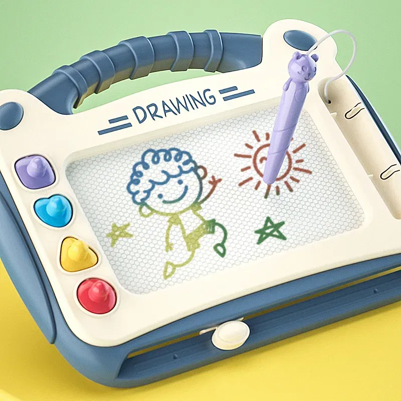 Color: green - Children Cartoon Drawing Board Baby Puzzle Magnetic Writing Board Toy Graffiti Magnetic Drawing Board Montessori Toy for Kids