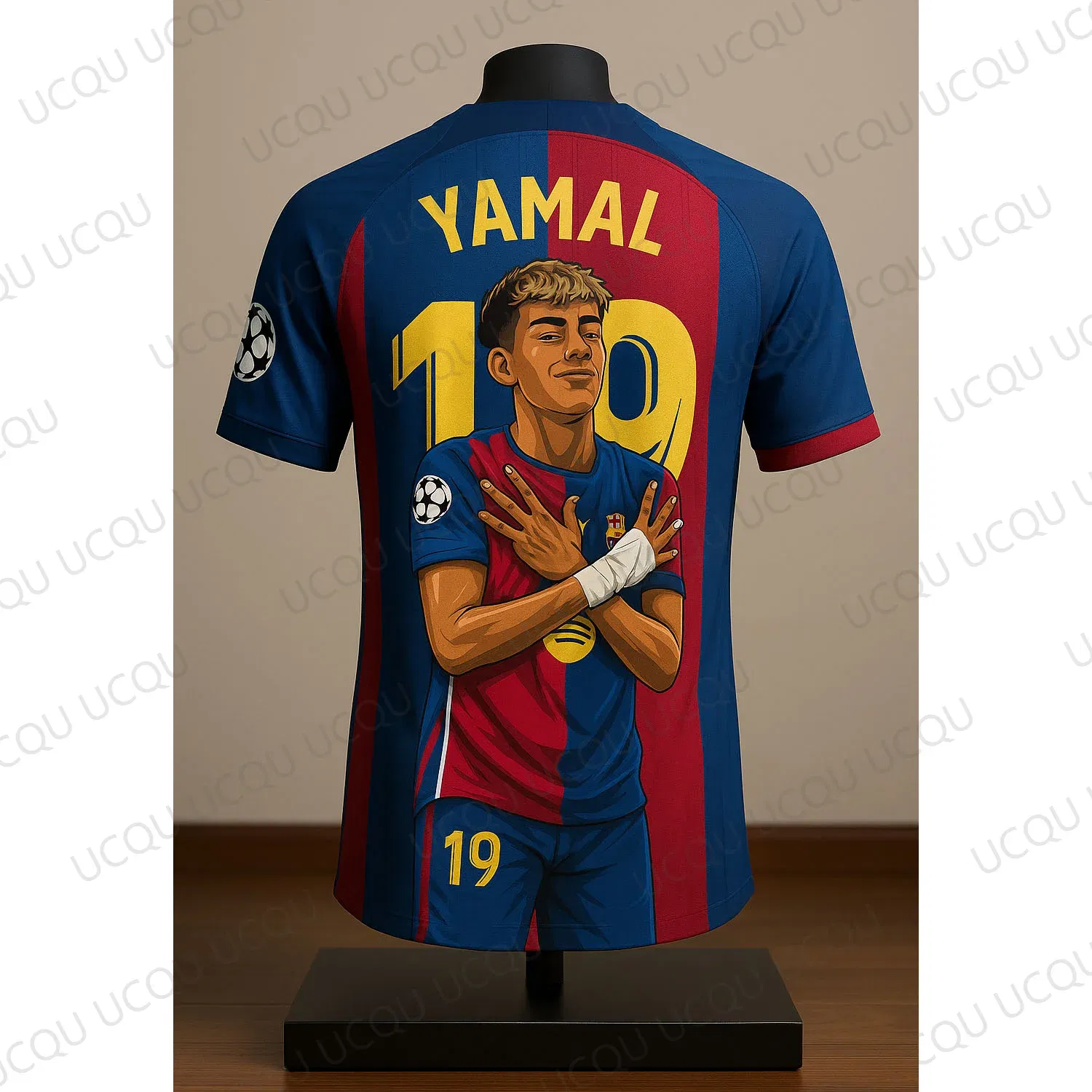 Color: Blue, Kid Size: 5T - Lamine Yamal #19 Cartoon Football Jersey 3D Printed Shirt Fanwear Limited Edition Streetwear Style