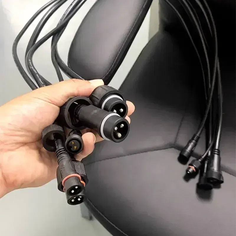 Color: Brown, Pins: 4P - 3Pin Waterproof Extension Cable 0.3/0.5/0.75/1.0/1.5/2.5 square meter Outdoor LED Plug Male to Female Aviation Power Connector