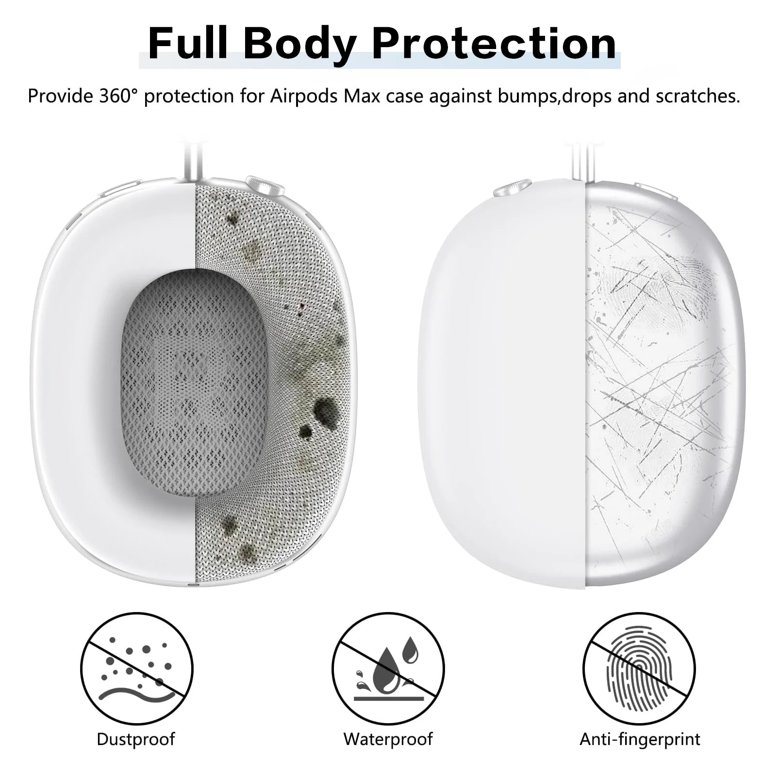 Color: black - Silicone Case Cover for AirPods Max (2024/2020)Accessories Soft Silicone Skin Protector ,Anti-Scratch Ear Pad Case Cover