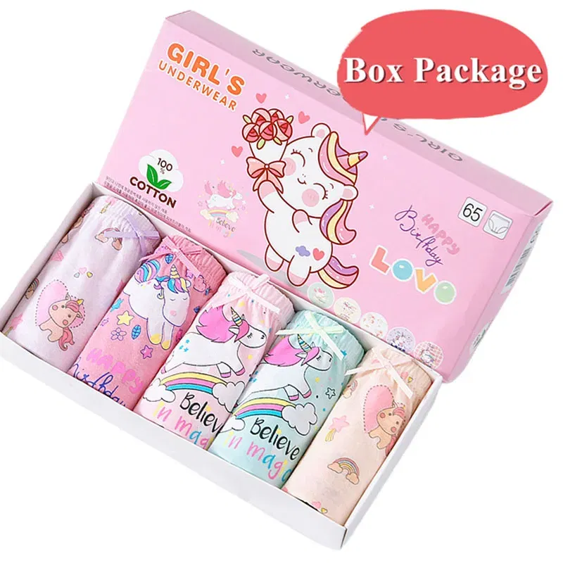 Color: green, Kid Size: 4 - 5 Pack Girls Cotton Briefs With Exquisite Box, Queen Elsa Kids Soft Girls Panties, Princess Cartoon Children's Underpants 2-14T