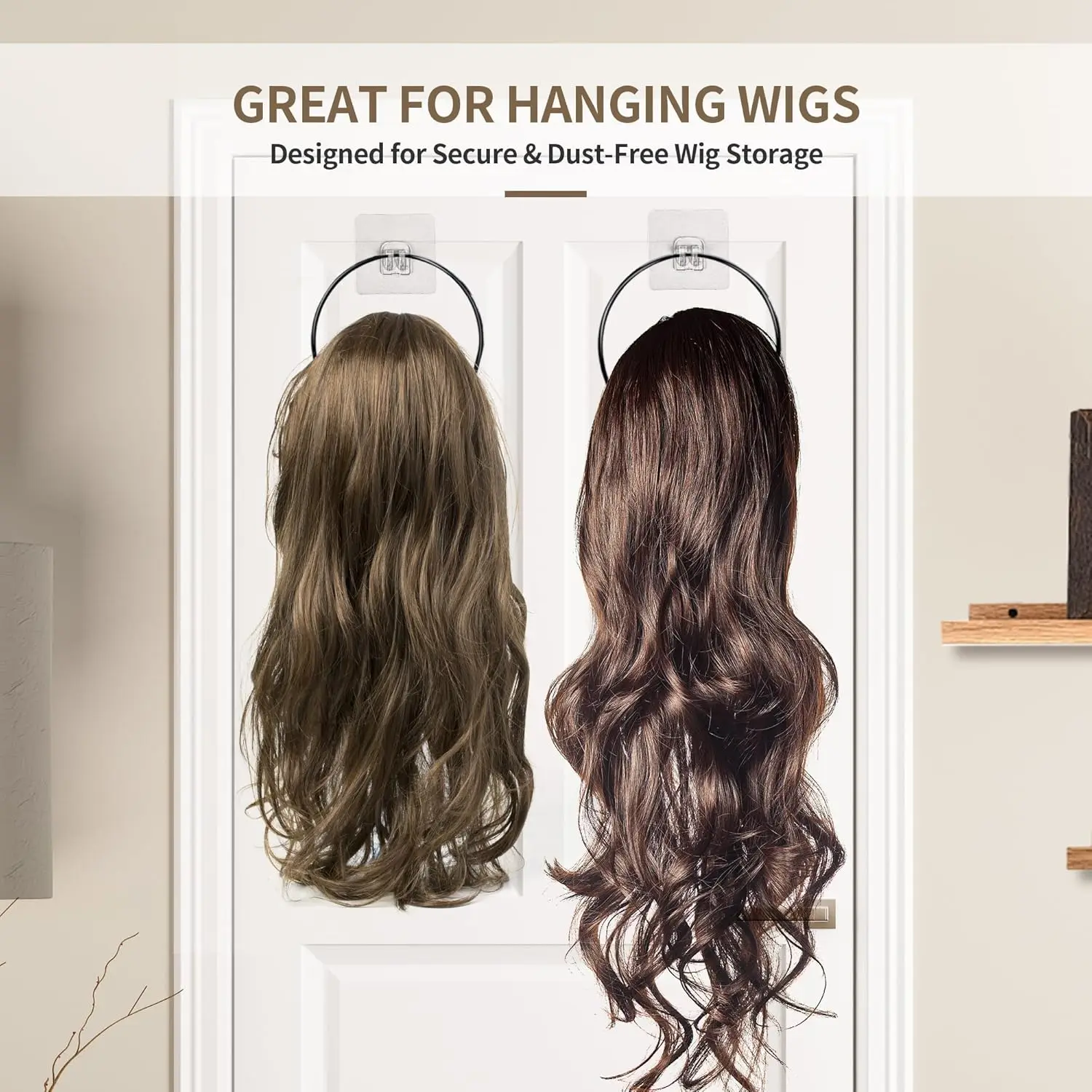 Color: black - 10 Pack wig Holder Organizer Closet Hanging Baseball Cap Display Storage Rack for Scarves Handbags Hanging Hook wig tool