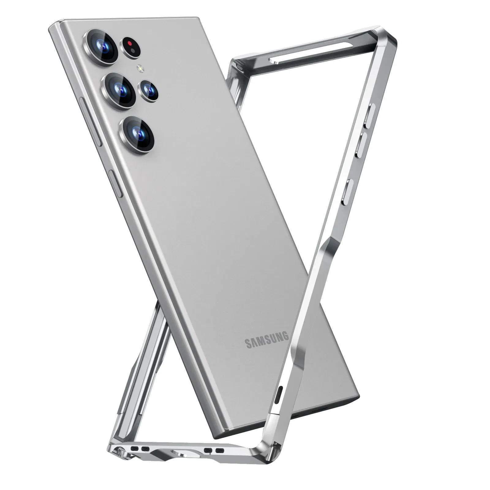 Color: Blue, Material: CANVAS - Luxury Aviation Aluminum Alloy Bumper Phone Case For Samsung Galaxy S25 S24 S23 S22 Ultra S25Edge Metal Frame Shockproof Cover