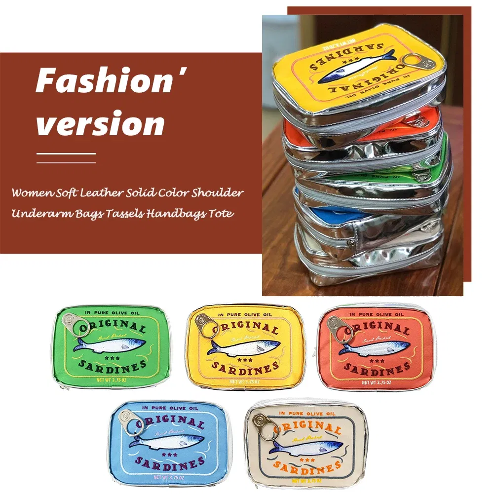 Color: Blue - Canned Sardines Style Storage Bag Cute Bath Travel Bag Creative Portable Fashion Zipper Multi-function Soft for Weekend Vacation