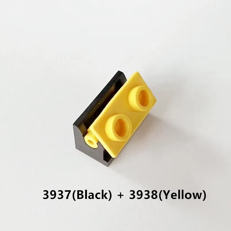 Color: Light Grey - Rainbow Pig MOC Particles 3937 + 3938 Hinge Brick 1 x 2 Base and Top Plate Building Blocks Parts DIY Educational Tech Toy