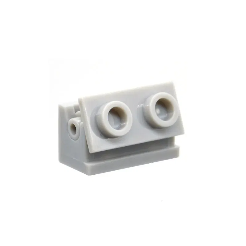 Color: Light Grey - Rainbow Pig MOC Particles 3937 + 3938 Hinge Brick 1 x 2 Base and Top Plate Building Blocks Parts DIY Educational Tech Toy
