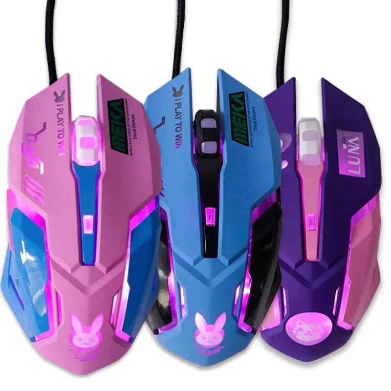 Color: Red - 2400DPI Gaming Mouse Color Backlit Silent Mouse USB Wired Gaming Mouse Pink Computer Professional for Lol Data Laptop