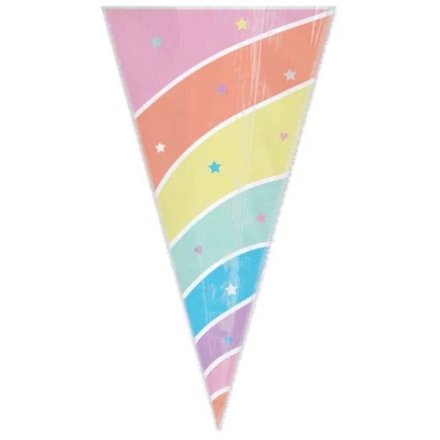 Magical Rainbow Birthday Horn Shaped Cello Treat Bags - (Pack of 15)