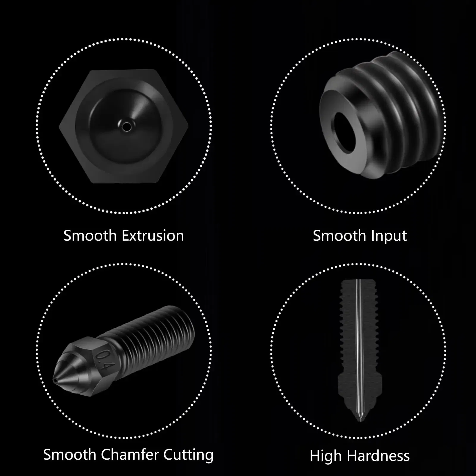 Color: WHITE - Creality Ender 3 V3 KE Nozzle Har Hardened Steel Nozzle Kit 0.2/0.4/0.6/0.8/1.0/1.2mm for K1 3D Printer Parts Non Stick Filament